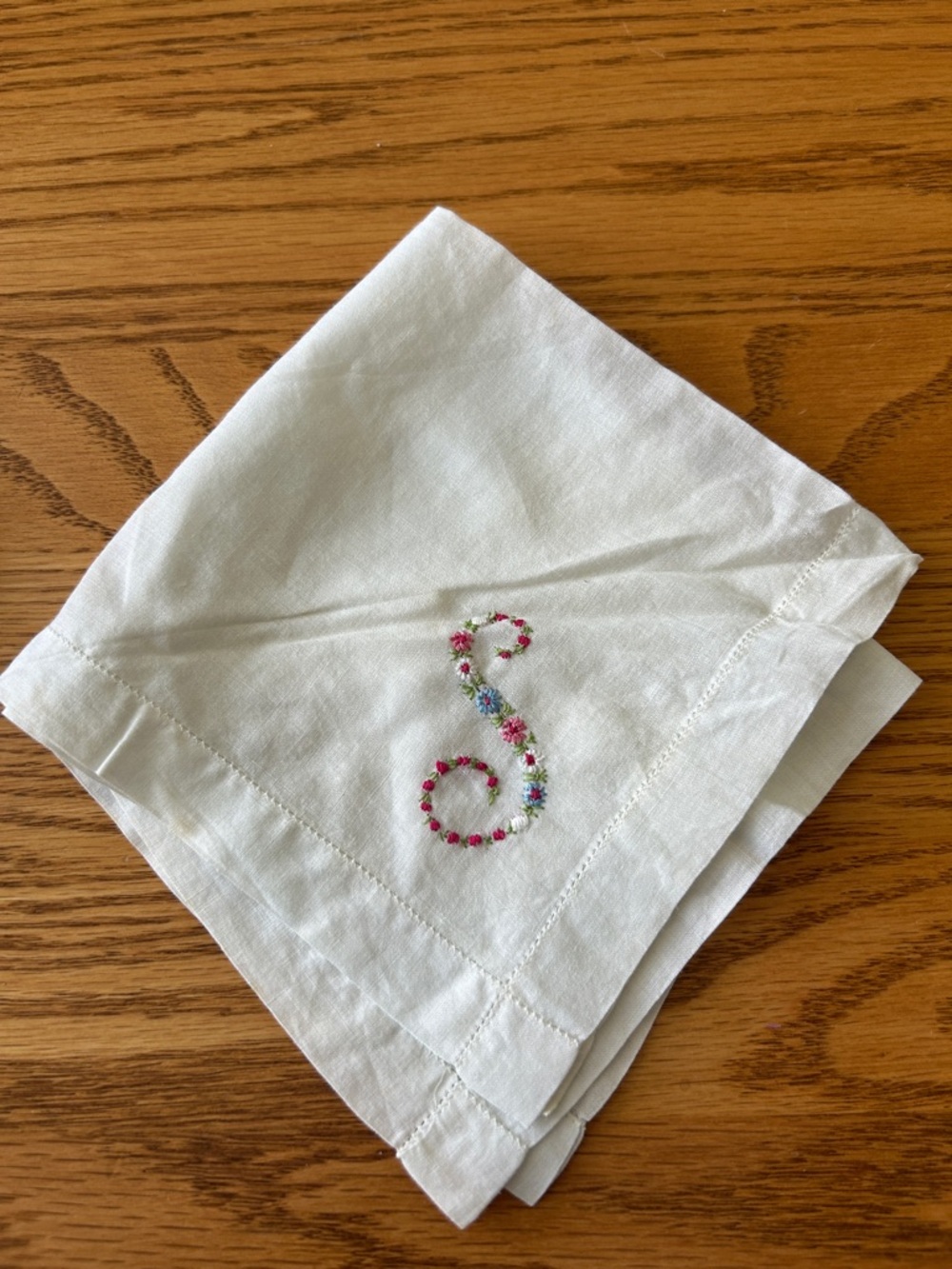 S hand embroidered hankies